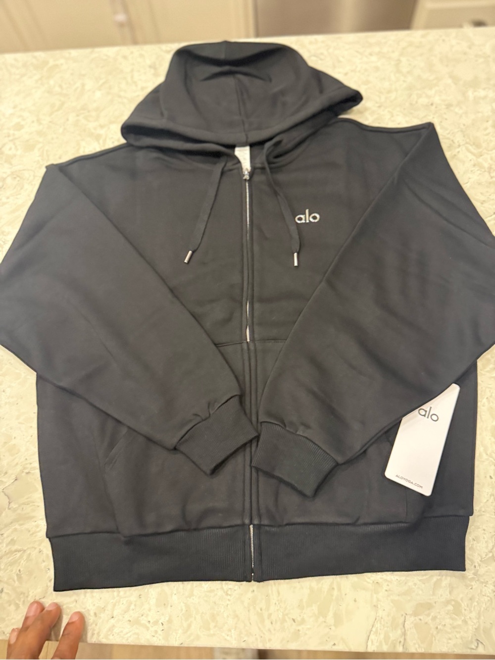 ALO Yoga Men's Black Full-Zip Hoodie - Picture 2 of 4
